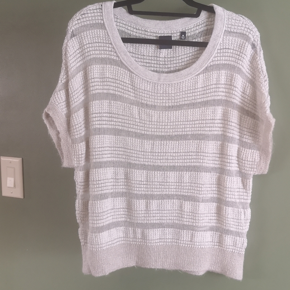 Saks Fifth Avenue Blue Label Wool Cashmere blend Pullover Drop Cap Sleeve Sz M - Picture 1 of 16